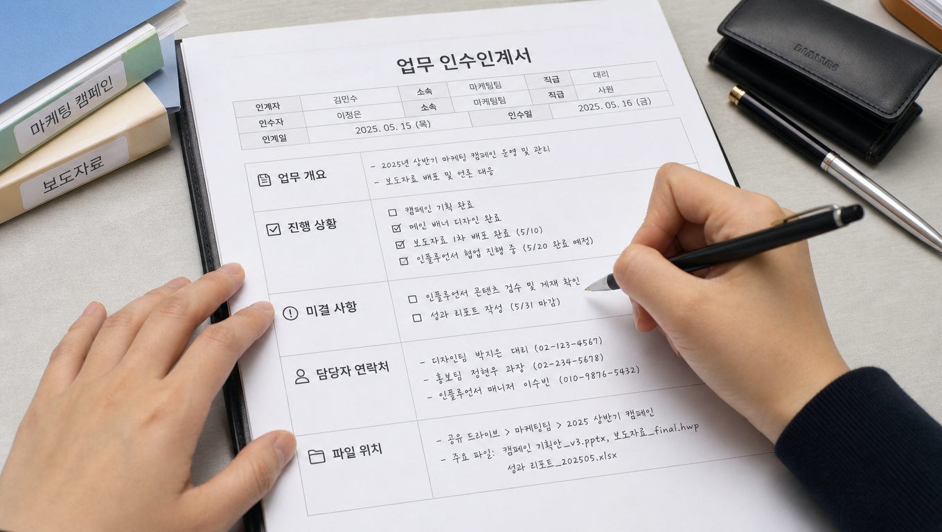 업무 인수인계서에 꼭 넣어야 할 항목과 관리 방법