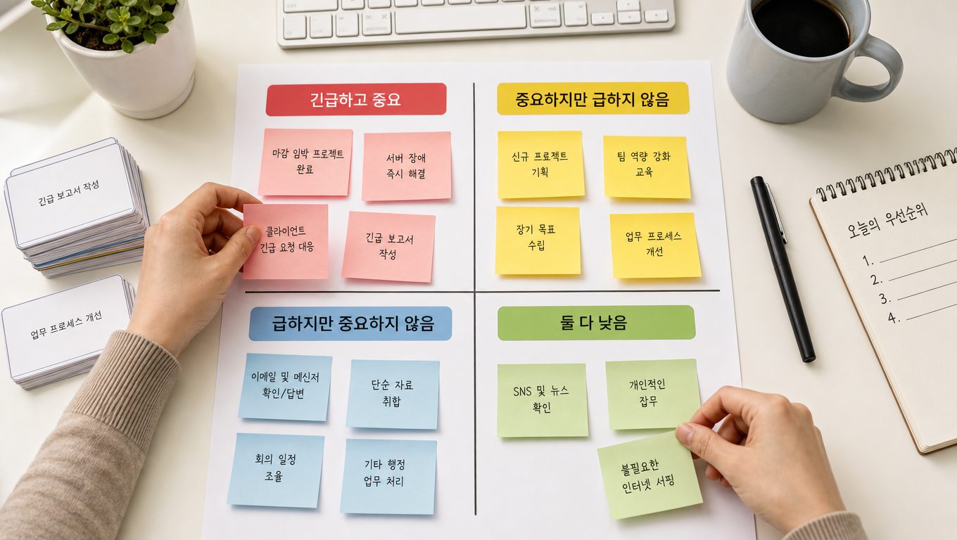 업무 우선순위 중요도와 긴급도 기준으로 정하기